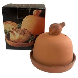 Boston Warehouse Terracotta Garlic Baker New in Box Vintage